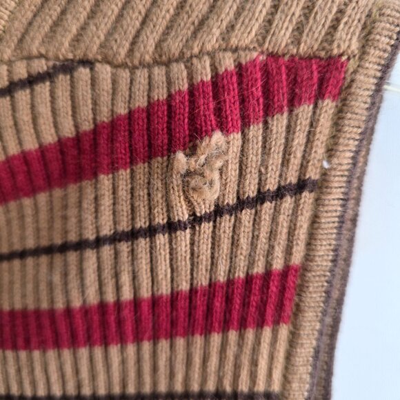 Ribbed Medium V-Neck Striped Sweater Vest Autumn Indie Hippy Minimalist New - Picture 8 of 8